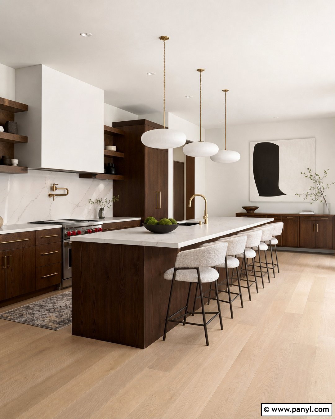 White Kitchen With Walnut Cabinets - 20 Empty Kitchen With White Walls