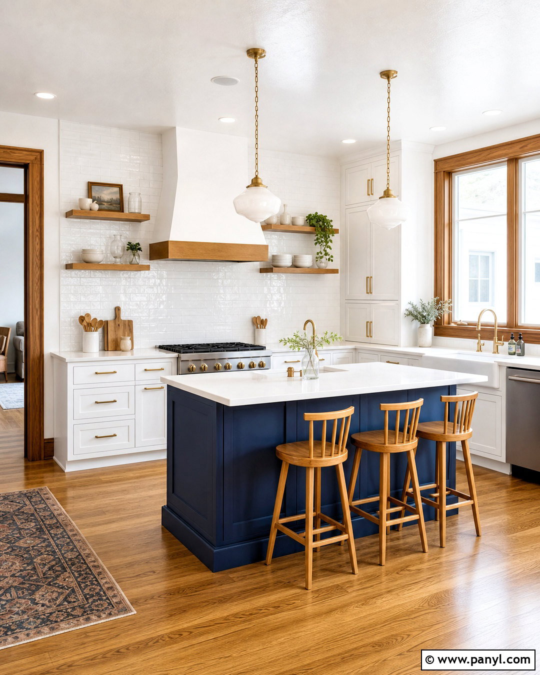 White Kitchen With Wood Window Trim - 20 white walls with wood trim ideas