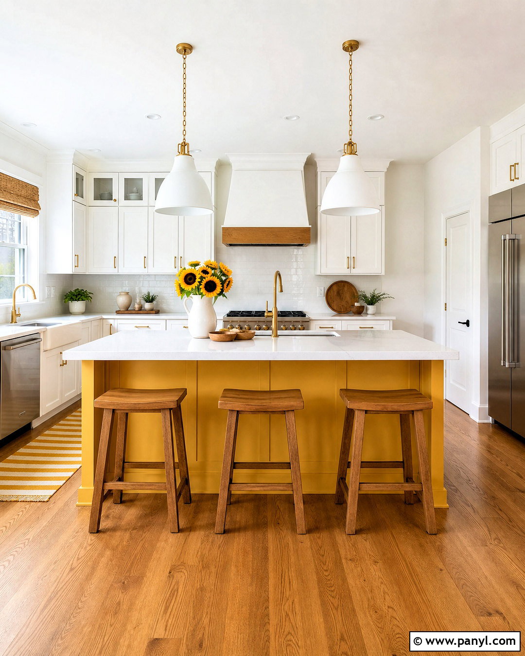 White Kitchen With Yellow Island - 20 kitchen with yellow accents