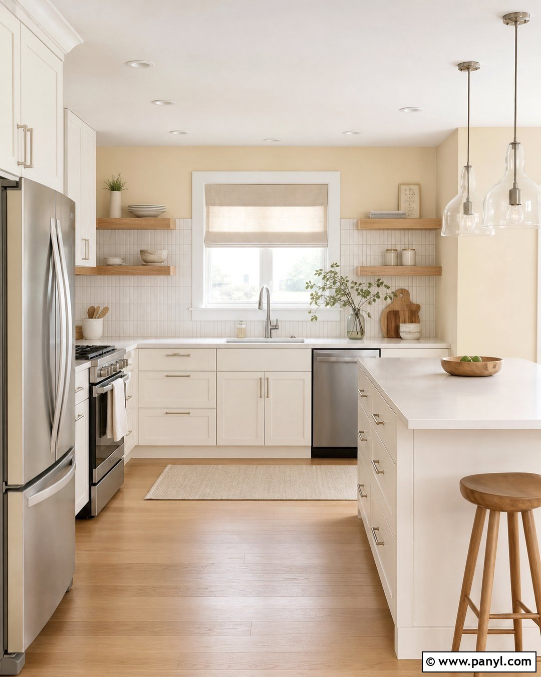 White Kitchen With Yellow Walls And Light Oak Floor - 25 White Kitchen Yellow Walls