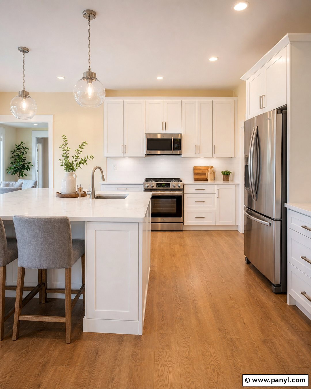 White Kitchen With Yellow Walls And Stainless Steel - 25 White Kitchen Yellow Walls
