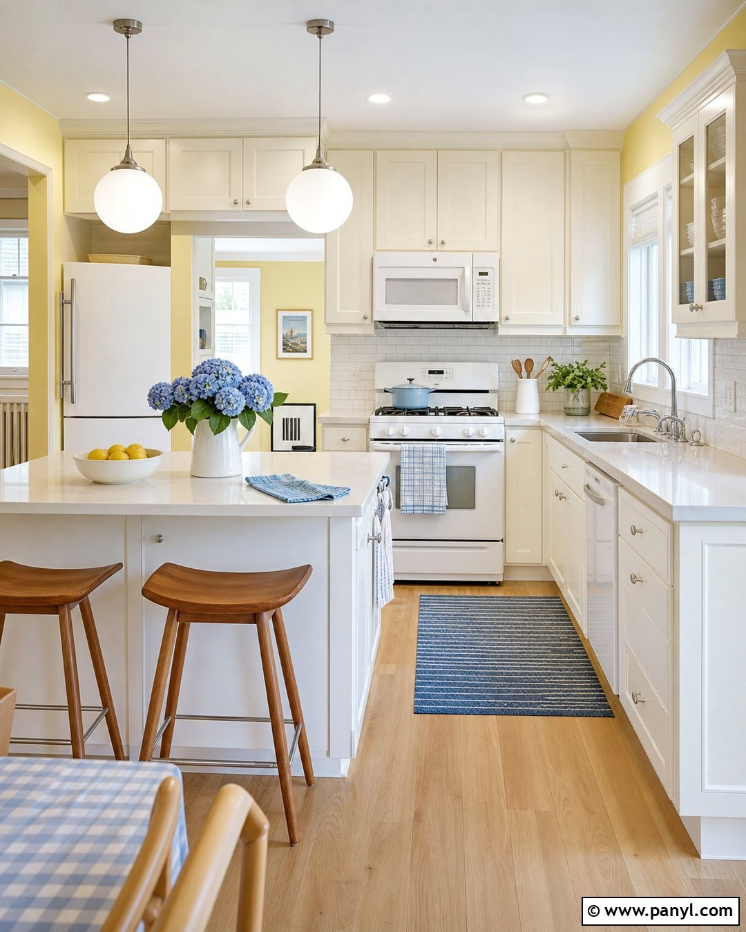 White Kitchen With Yellow Walls And White Appliances - 25 White Kitchen Yellow Walls