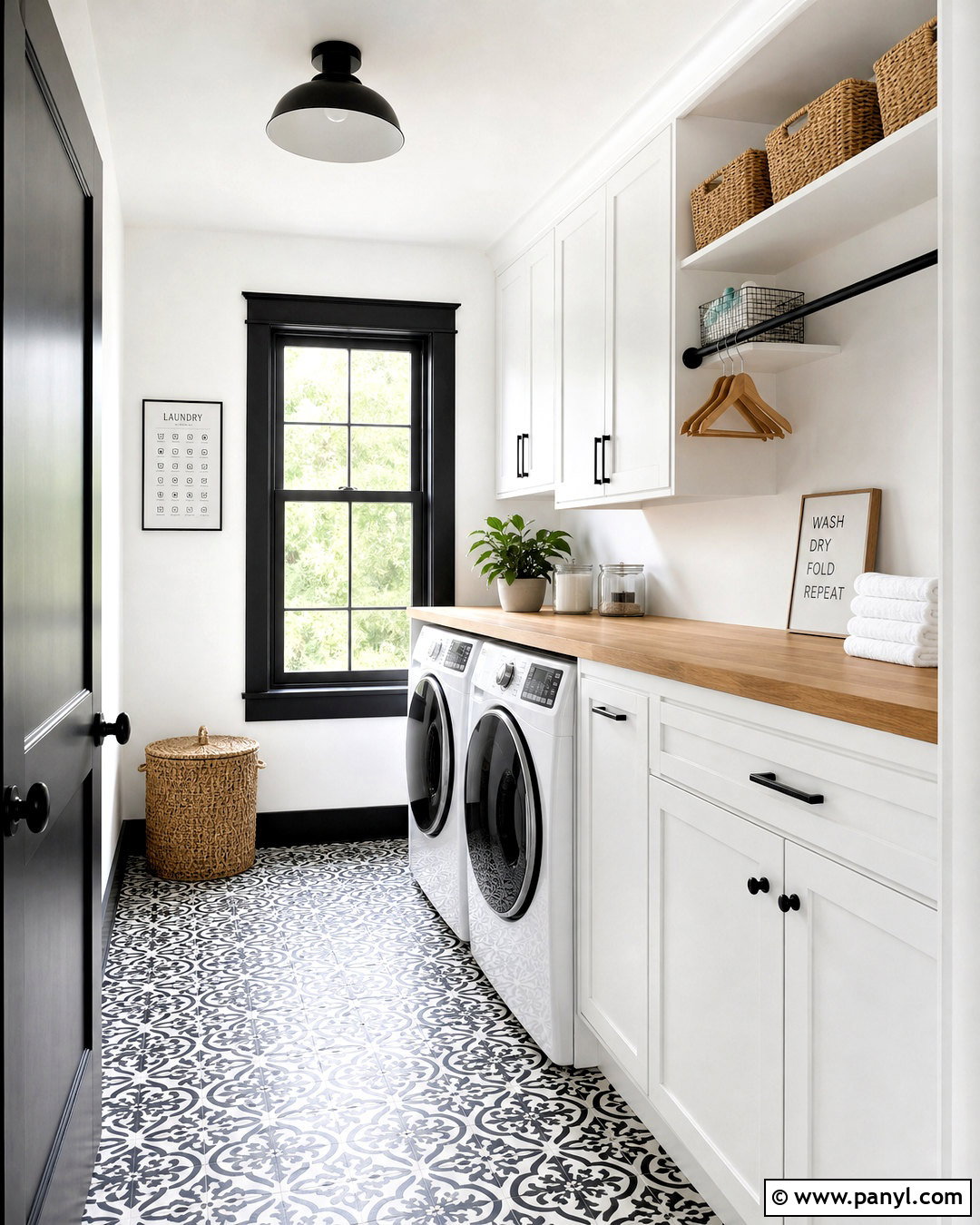 White Laundry Room With Black Trim - 20 white room black trim ideas