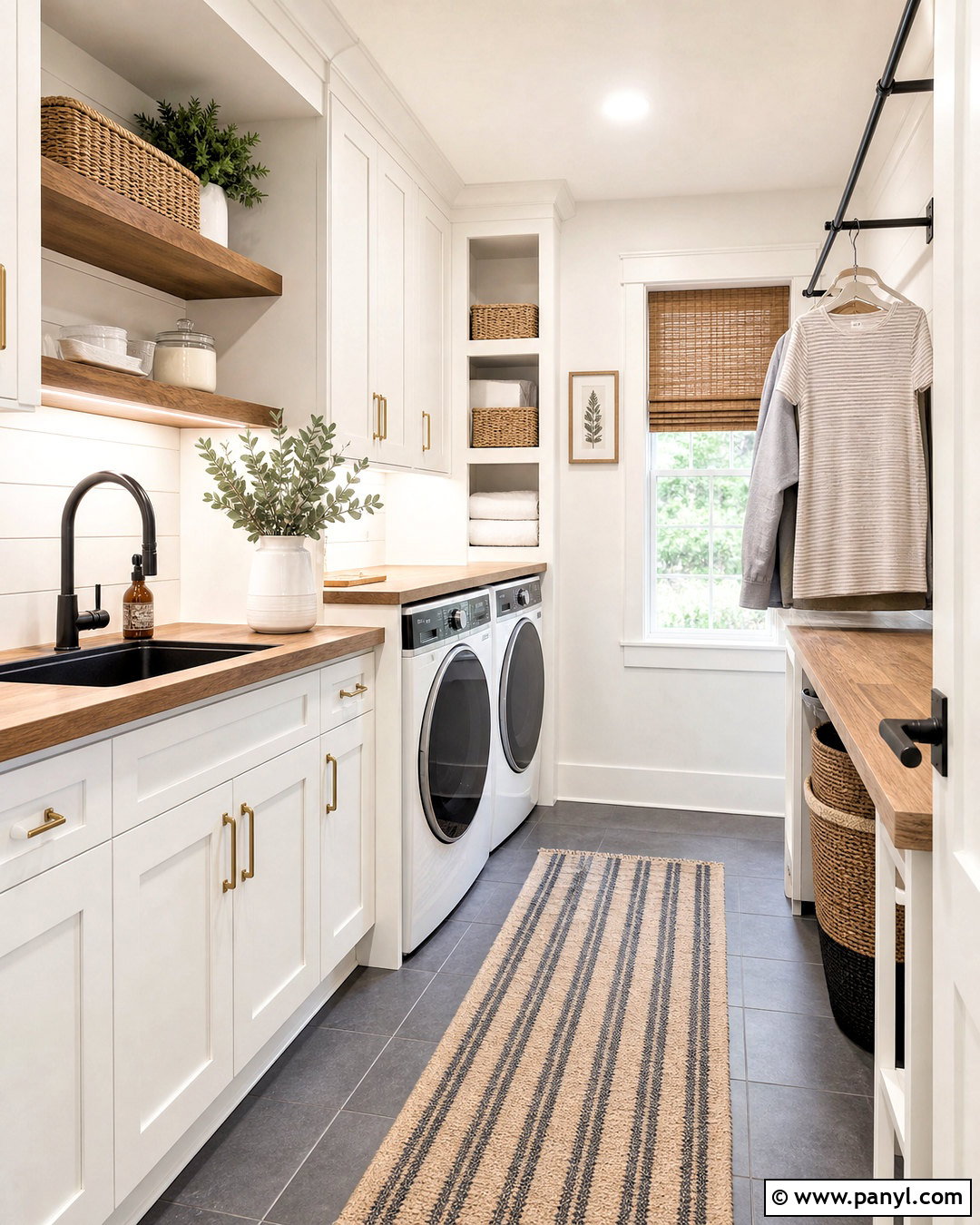 White Laundry Room With Grey Tile Floors - 20 white walls grey floor ideas