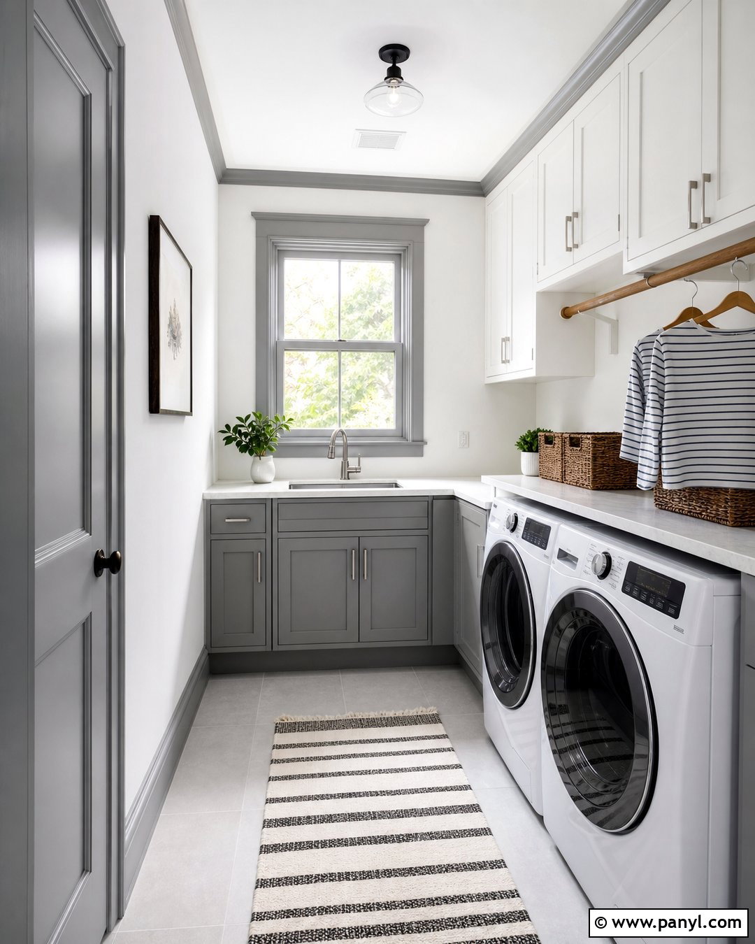 White Laundry Room With Grey Trim - 30 White Walls Grey Trim Ideas