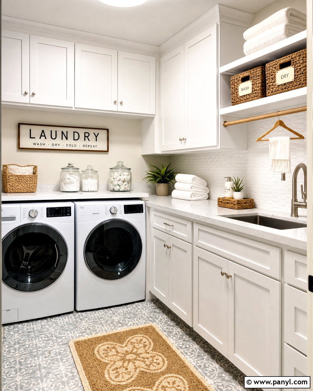 White Laundry Room With Storage - 20 white home interiors