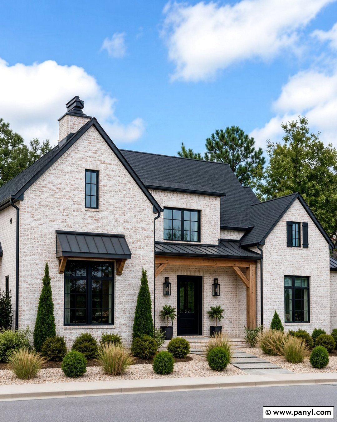 White Limewash And Black Exterior Trim - 25 Limewash Color Combinations
