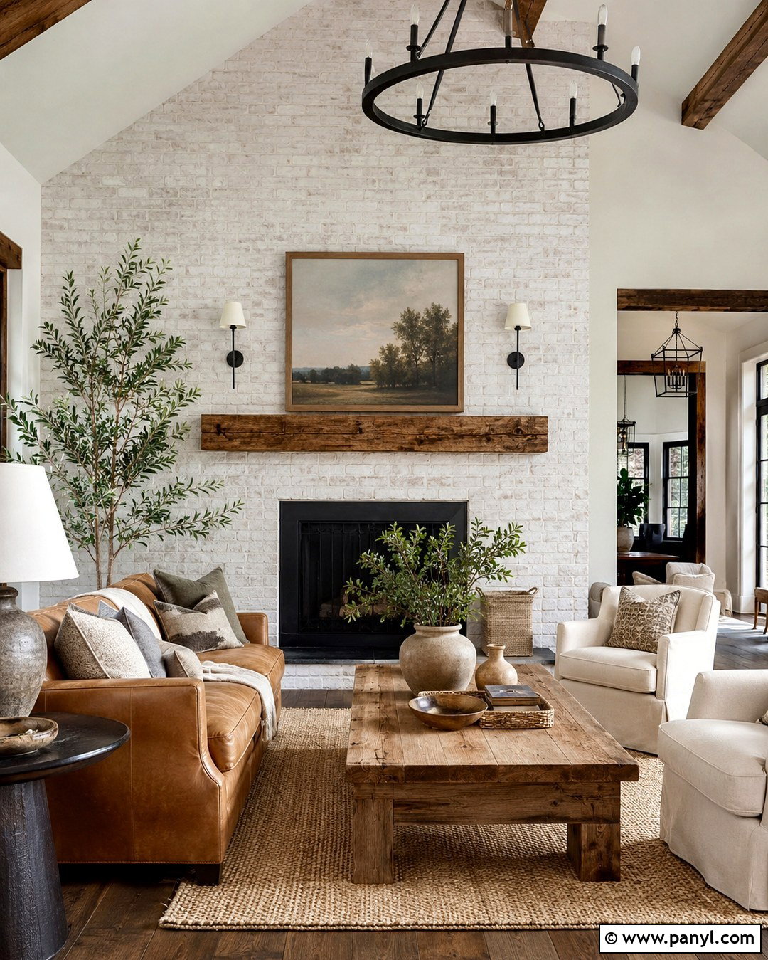 White Limewash Brick Accent Wall - 20 Limewash Paint Accent Wall Ideas
