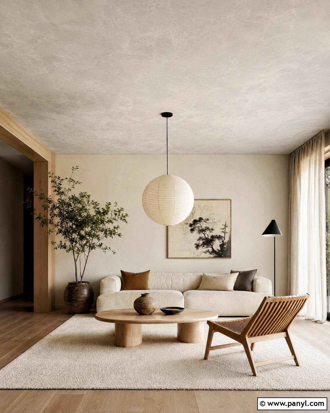 White Limewash Ceiling Japandi Room - 20 limewash ceiling ideas