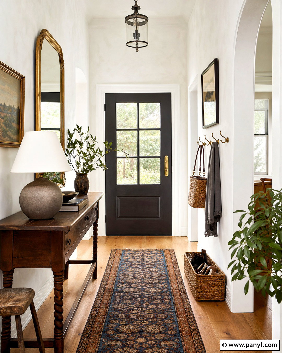 White Limewash Entryway With Vintage Decor - 20 white limewash walls