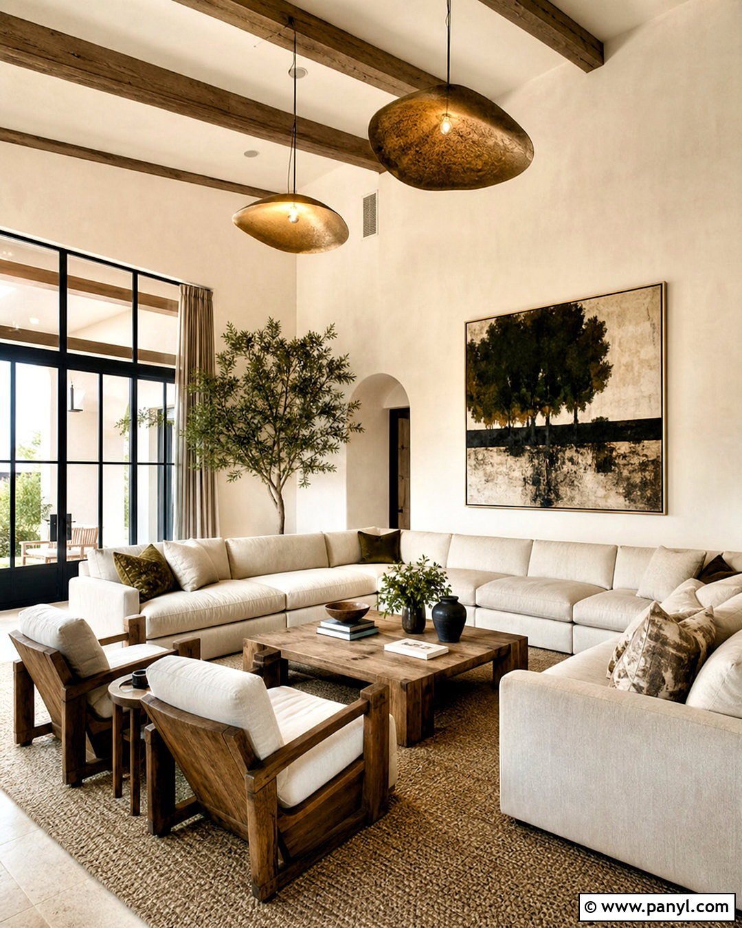White Limewash Great Room With High Ceilings - 20 white limewash walls