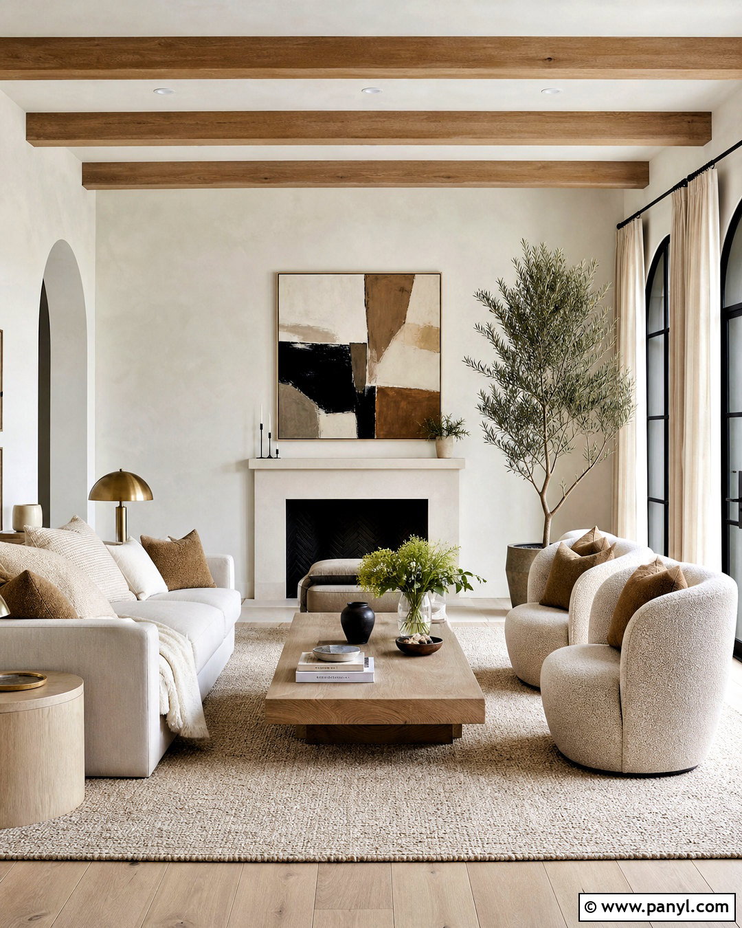 White Limewash Living Room With Oak Furniture - 20 white limewash walls