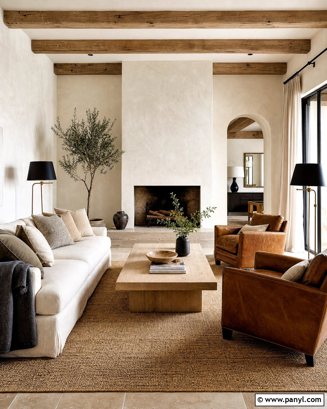 White Limewash Living Room - 20 white wall paint texture ideas
