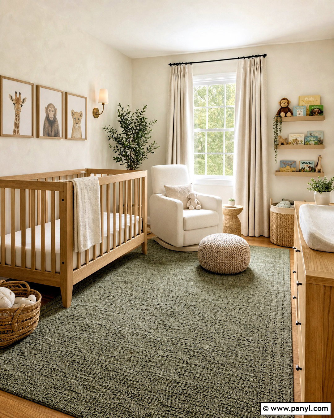 White Limewash Nursery With Natural Wood - 20 white limewash walls