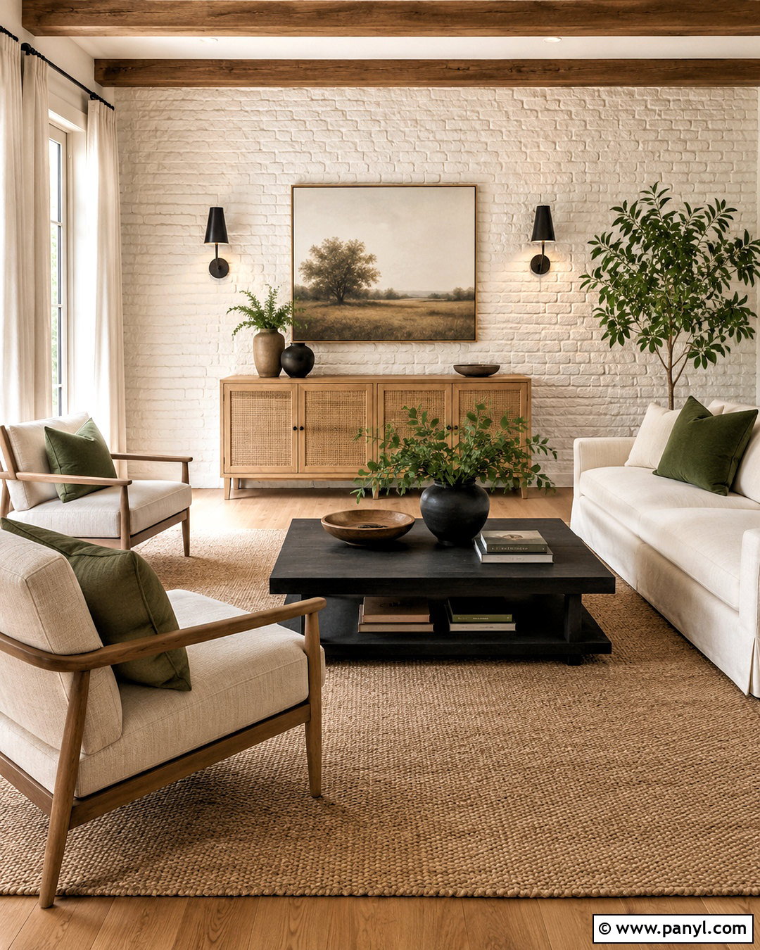 White Limewashed Brick Wall - 20 brick wall before and after painting ideas