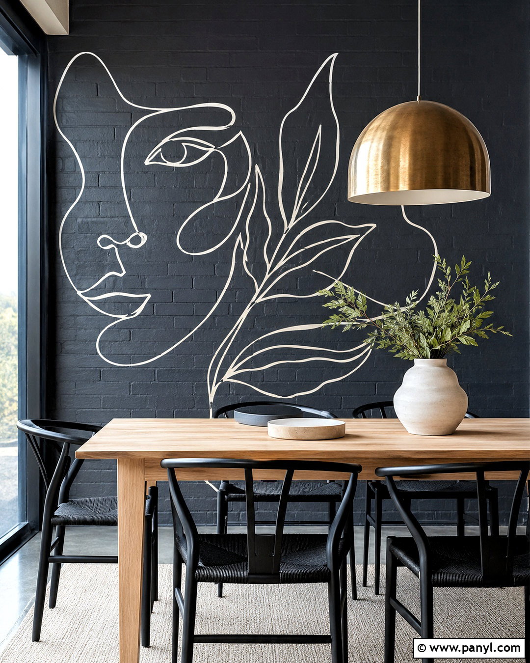 White Line Art On Brick Wall - 20 painting on brick wall ideas