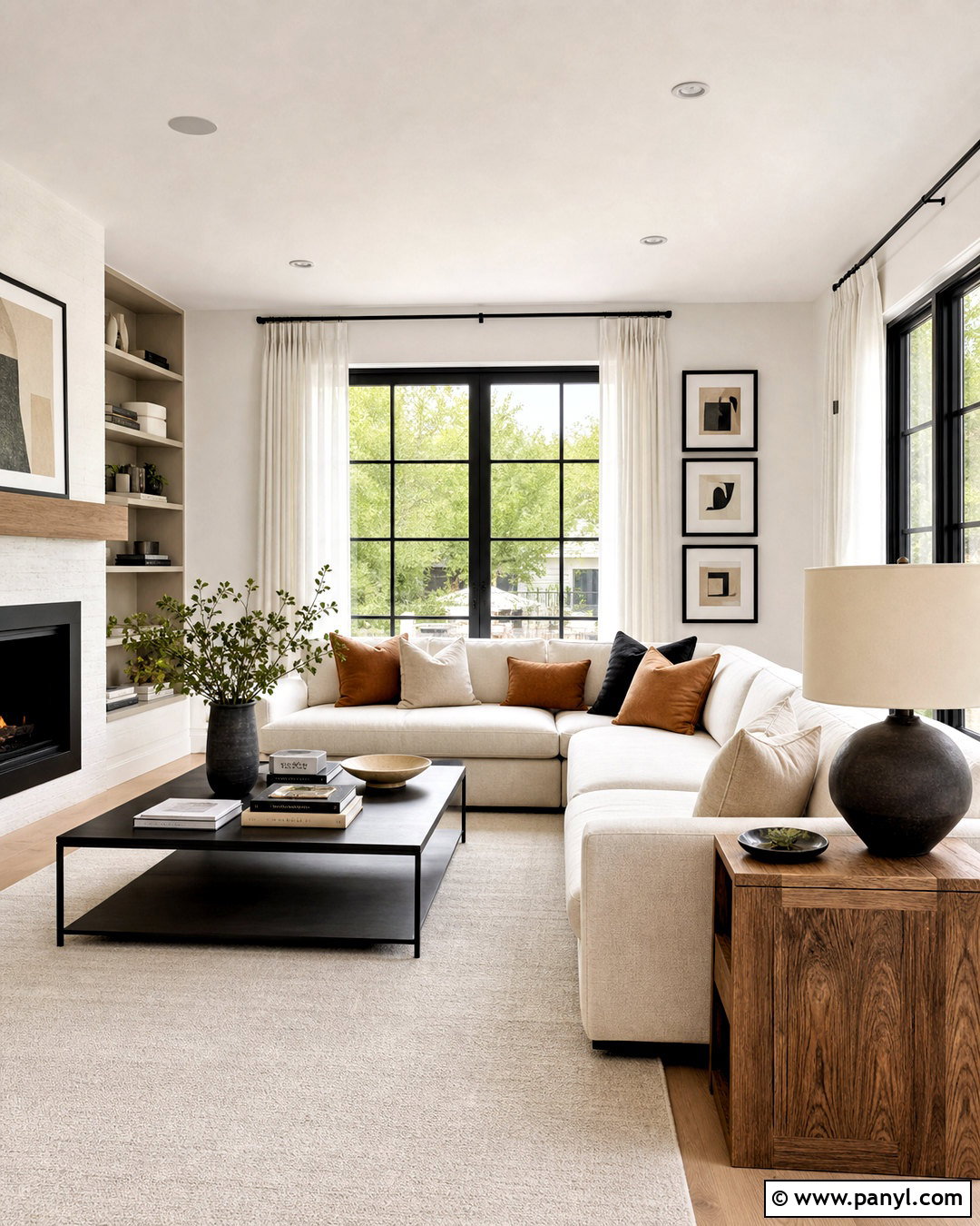 White Living Room With Black Accents - 20 white interior design ideas