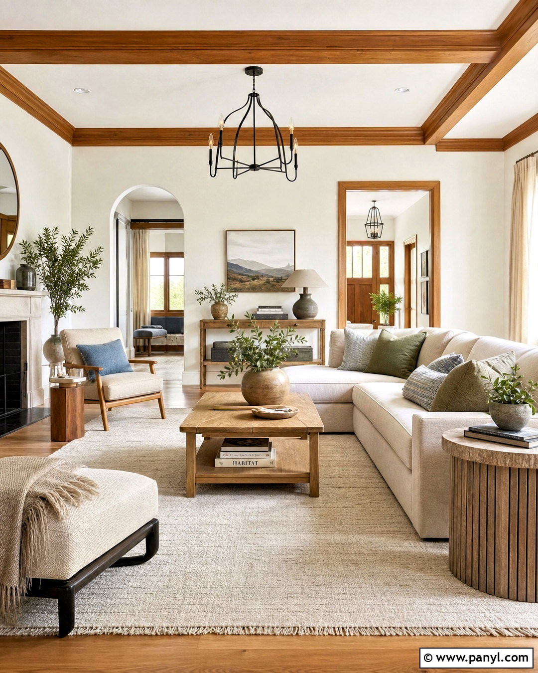 White Living Room With Oak Trim - 20 white walls with wood trim ideas