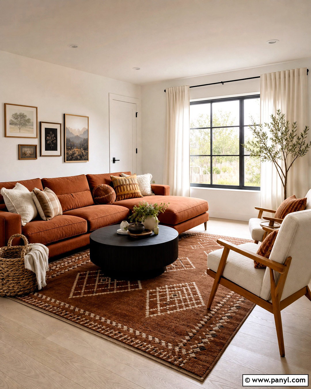 White Living Room With Terra Cotta Sofa - 20 terra cotta living room ideas