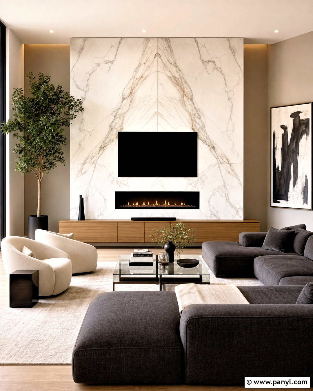 White Marble Accent Wall Living Room - 20 white marble living room ideas