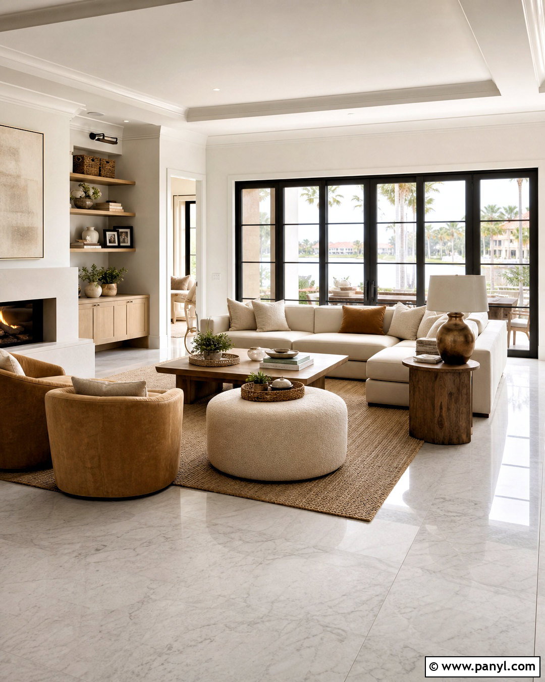 White Marble And Beige Living Room - 20 white marble living room ideas