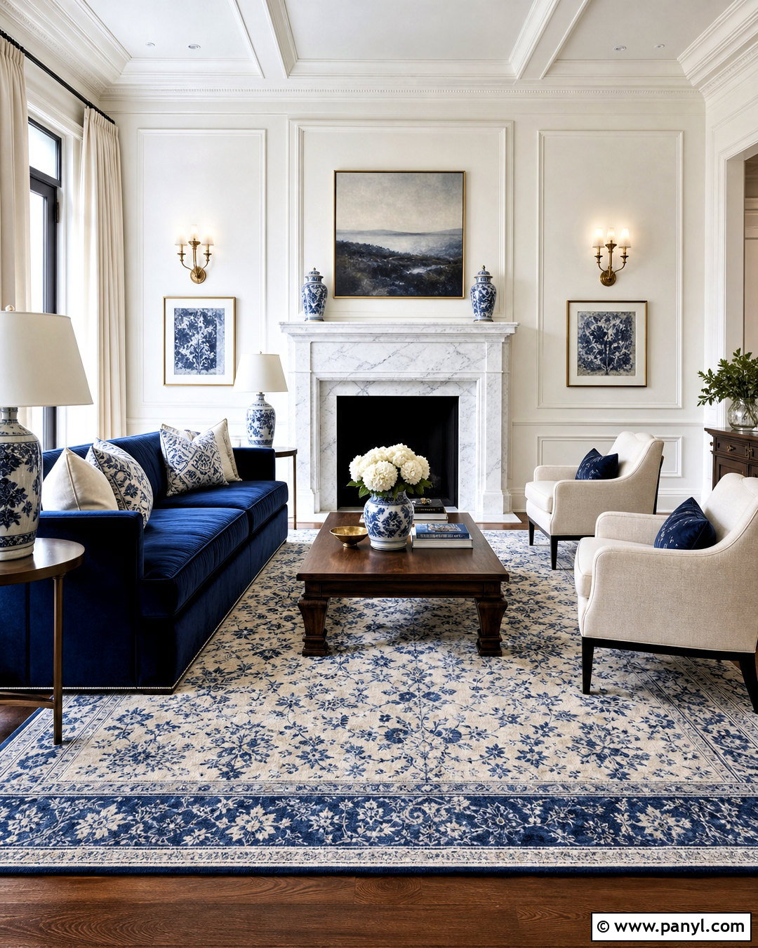 White Marble And Blue Living Room - 20 white marble living room ideas