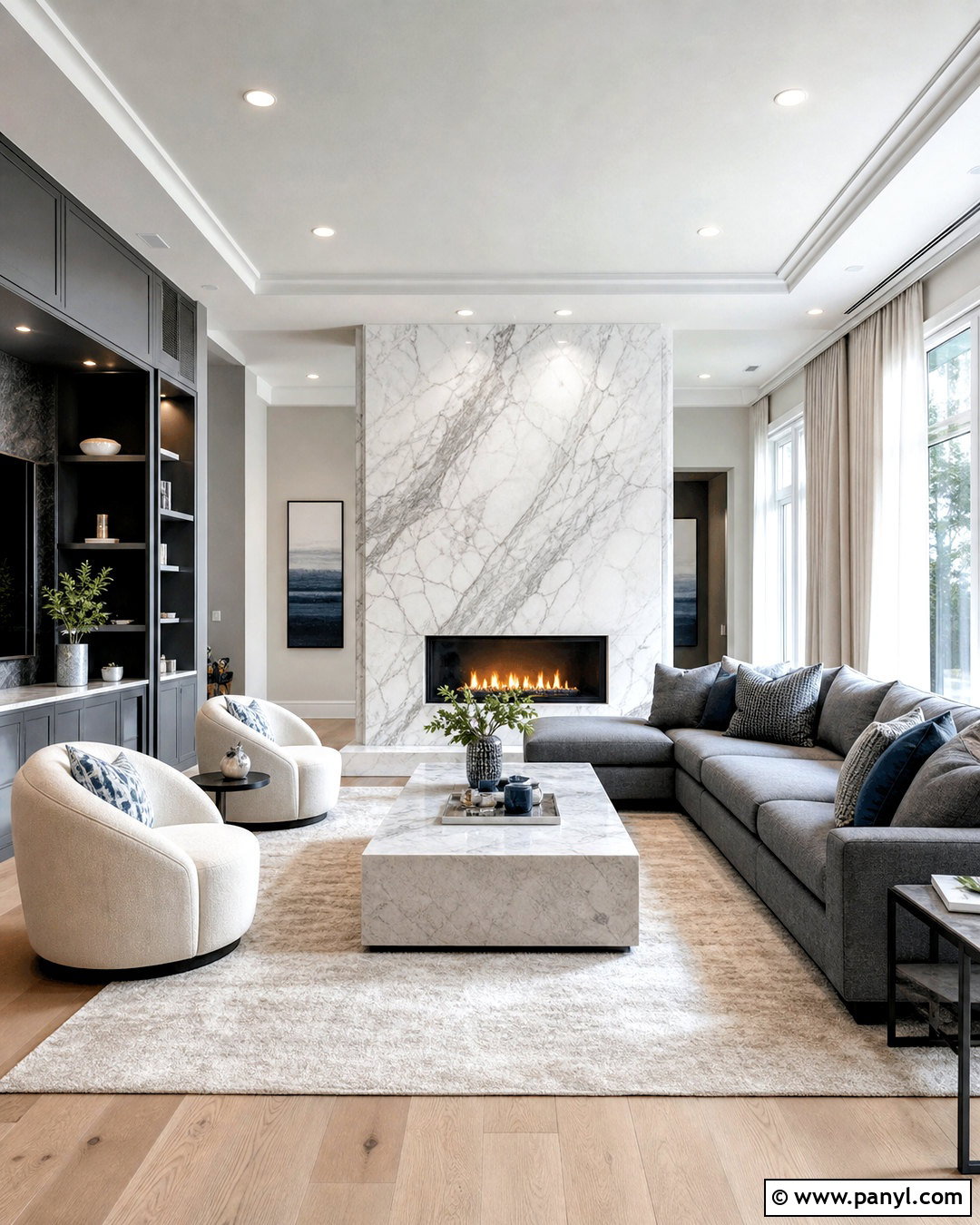 White Marble And Gray Living Room - 20 white marble living room ideas