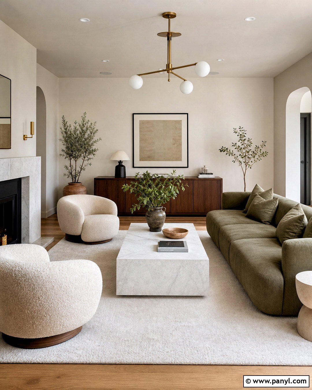 White Marble And Green Living Room - 20 white marble living room ideas