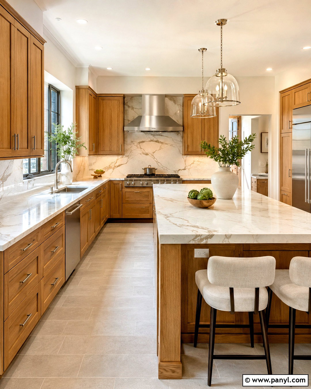 White Marble Countertops With Honey Oak Cabinets - 20 countertops with honey oak cabinets