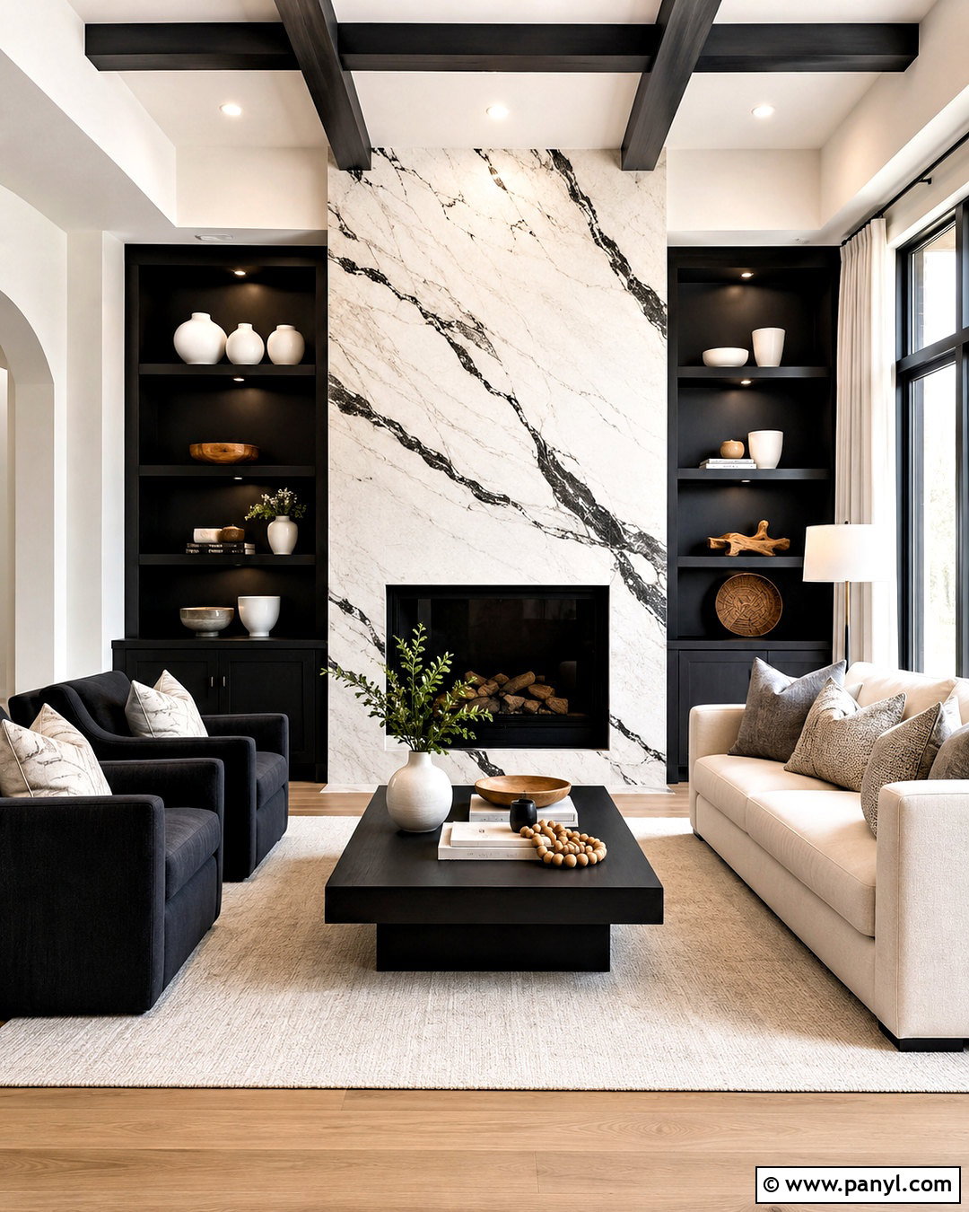 White Marble Fireplace Accent Wall - 20 White And Black Accent Wall Ideas