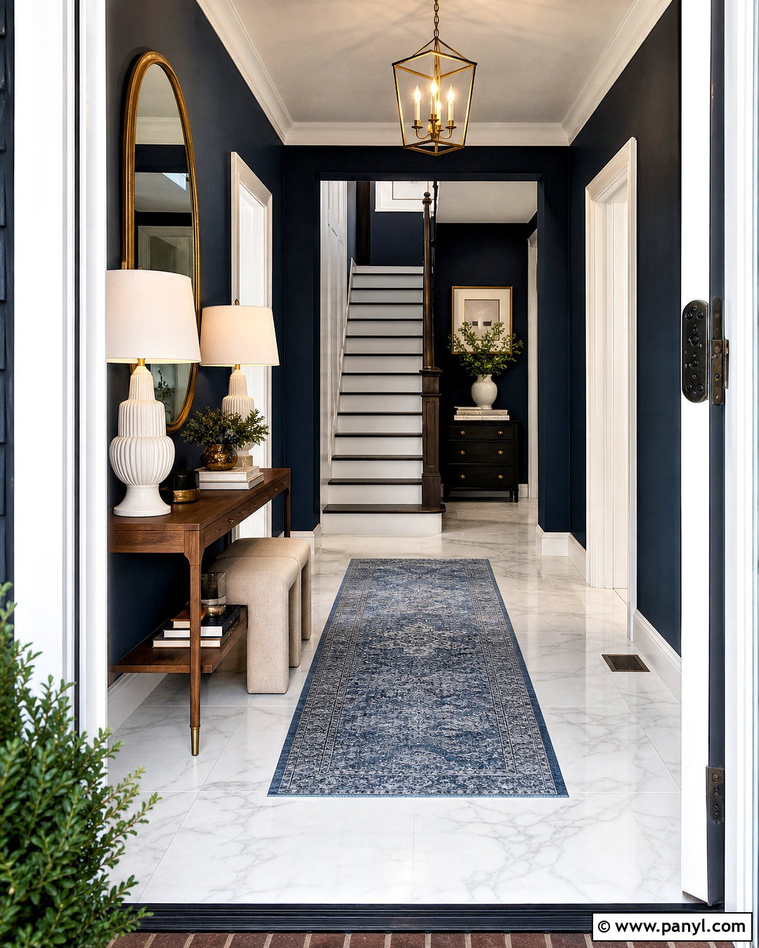 White Marble Floor And Navy Blue Walls - 20 floor and wall color combinations