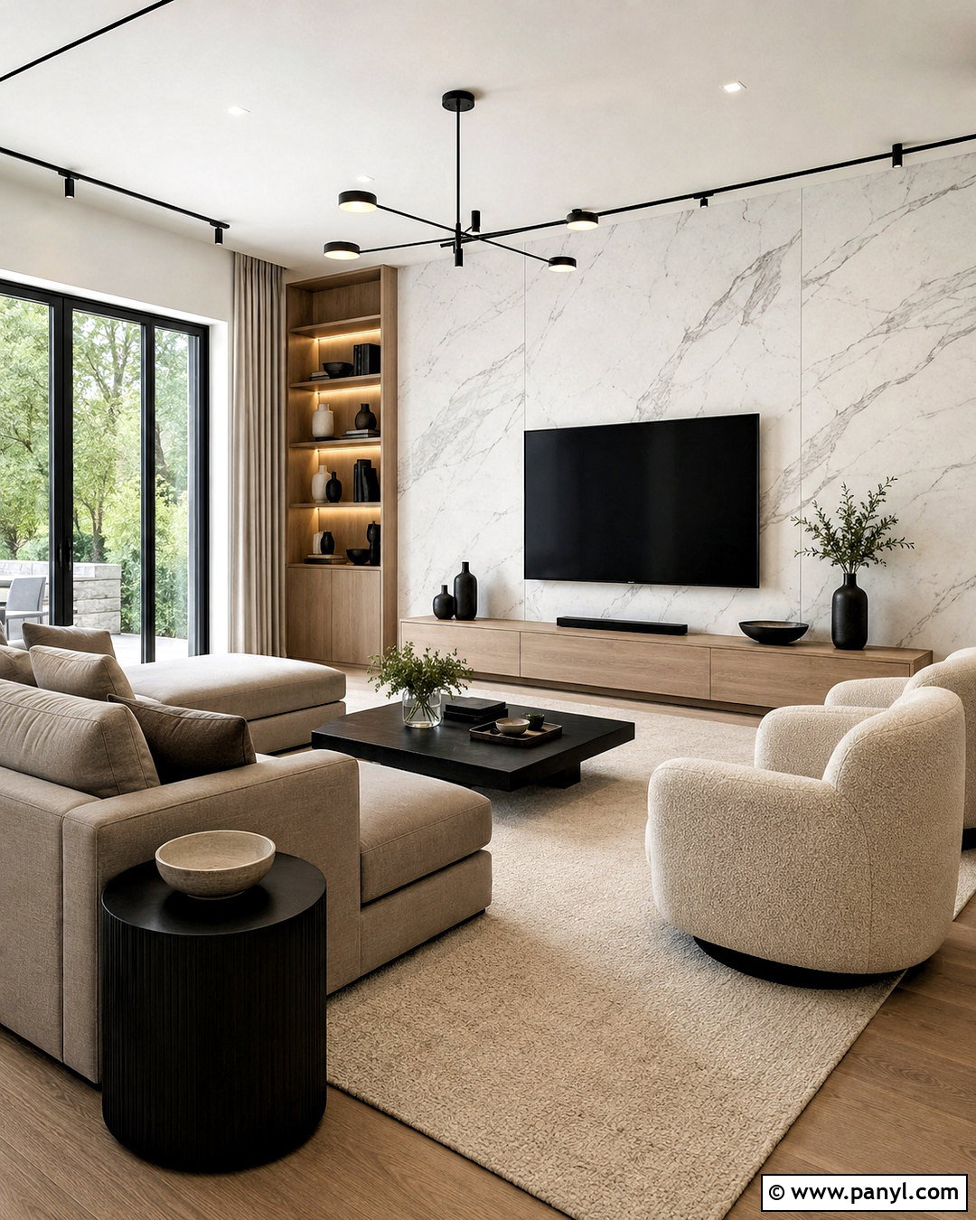 White Marble Living Room TV Wall - 20 marble wall decor ideas