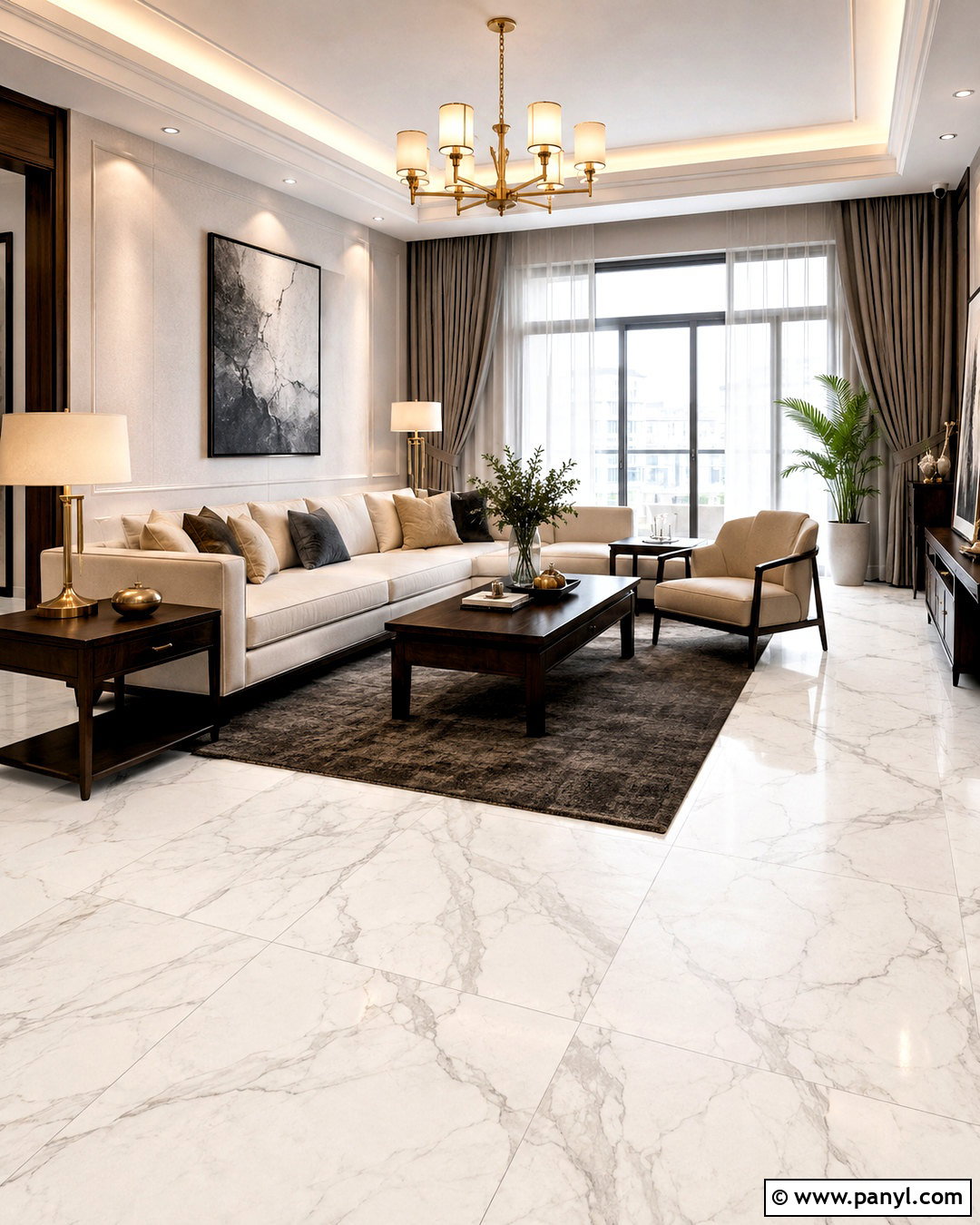 White Marble Look Ceramic Floor Tiles - 20 ceramic floor tiles living room ideas