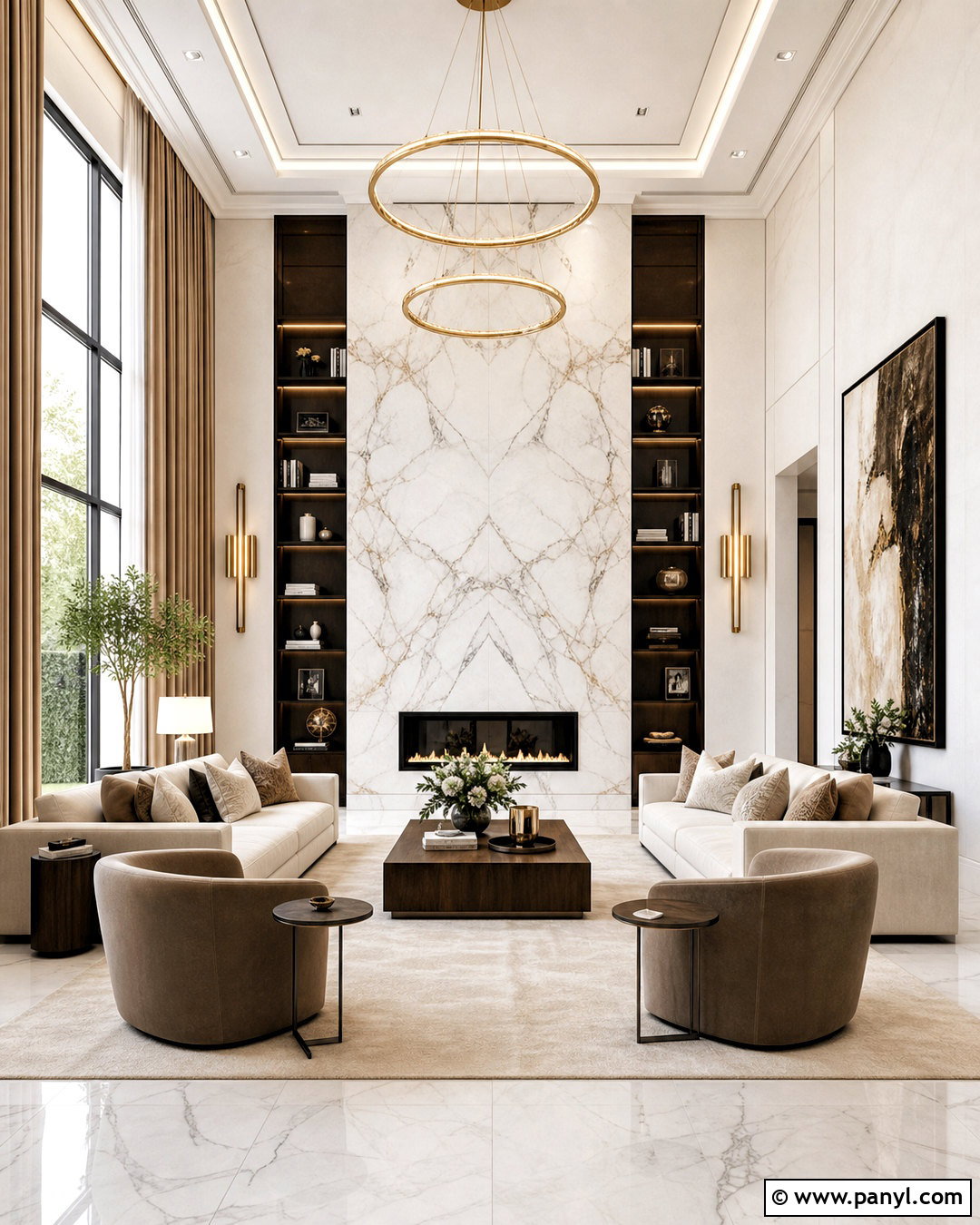 White Marble Luxury Living Room - 20 white marble living room ideas