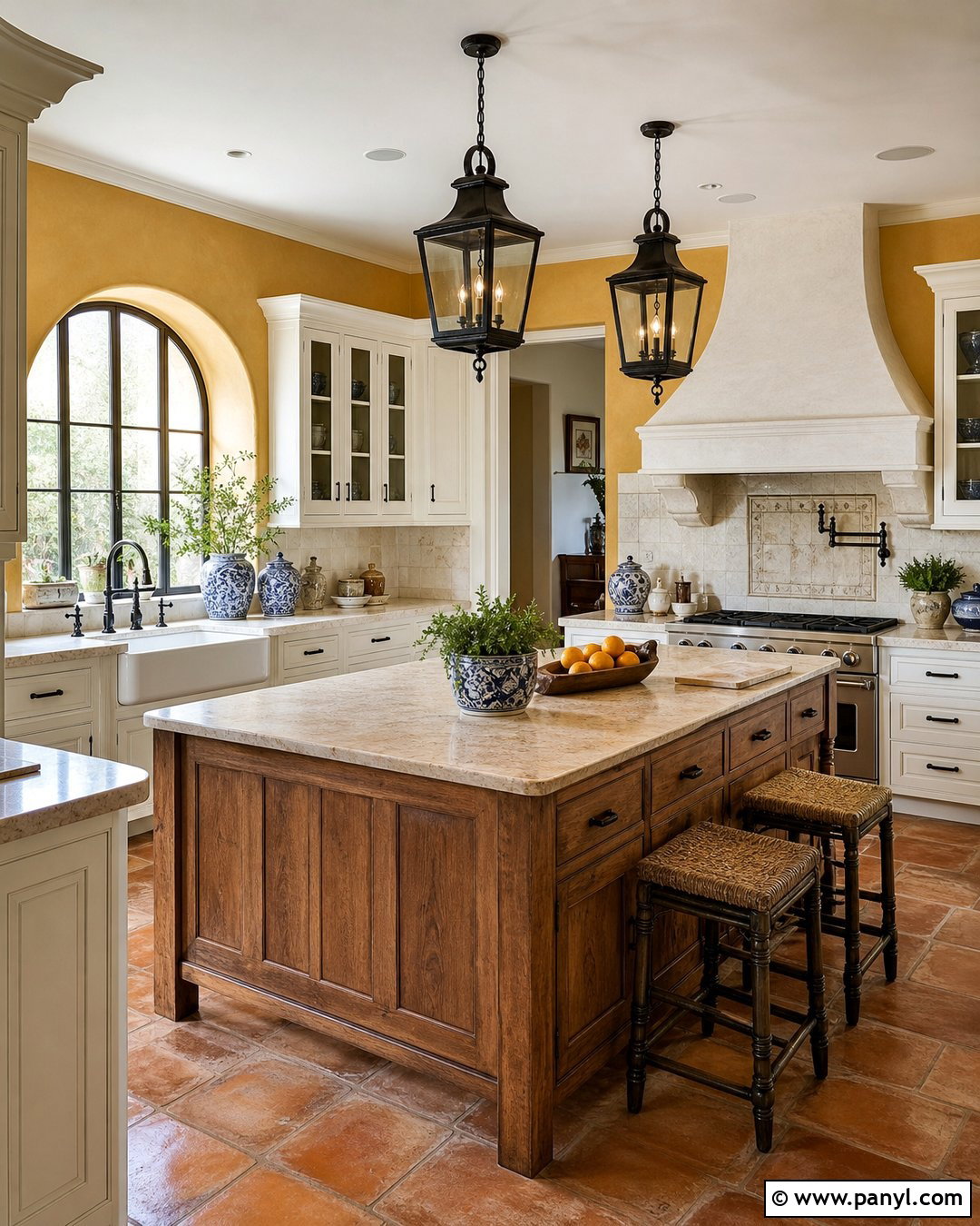 White Mediterranean Kitchen With Yellow Walls - 25 White Kitchen Yellow Walls