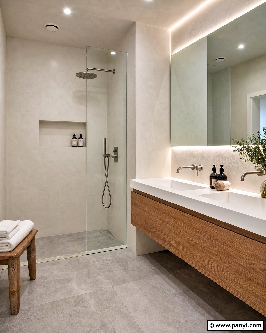 White Microcement Bathroom - 20 white wall paint texture ideas
