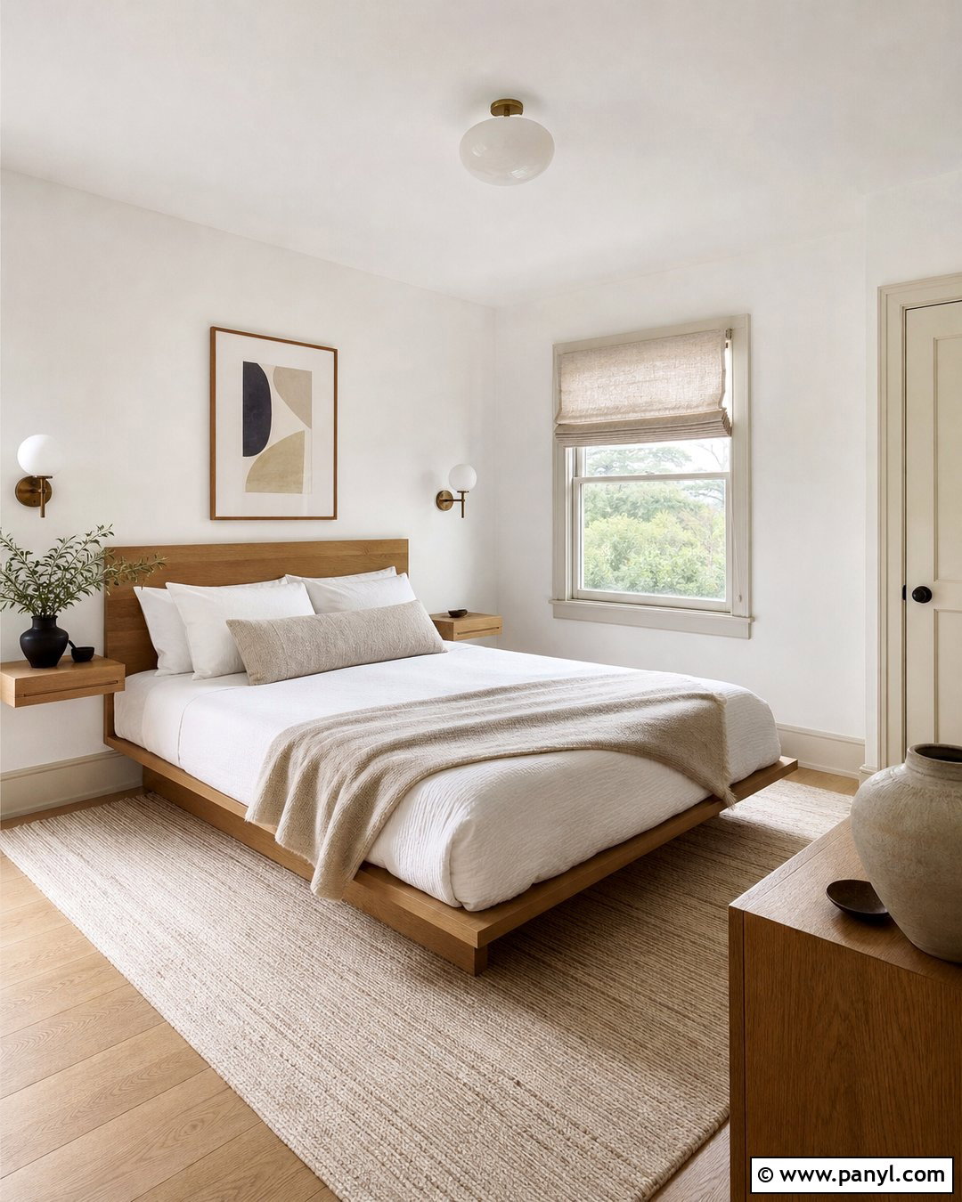 White Minimalist Bedroom With Cream Trim - 30 white walls with cream trim ideas
