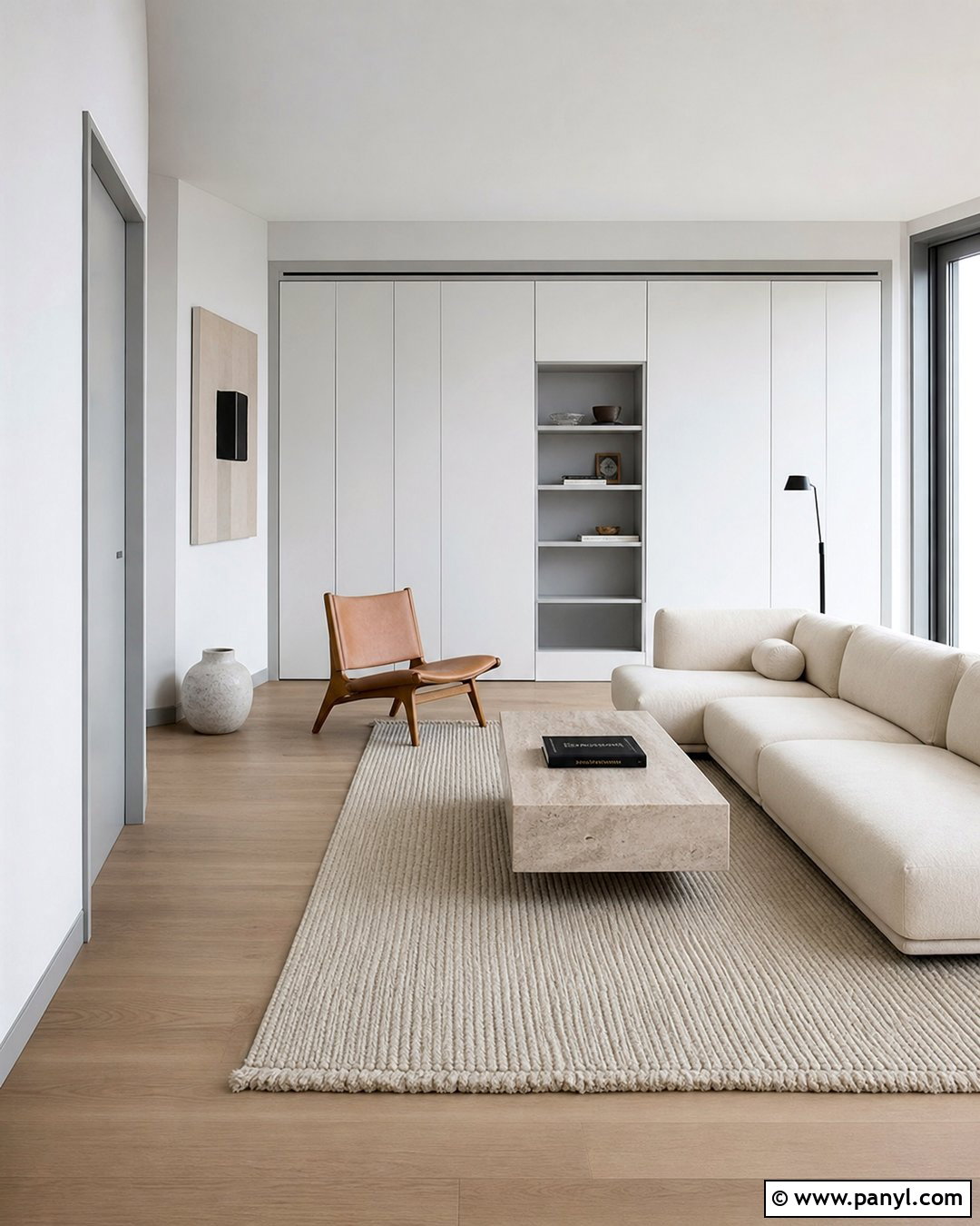 White Minimalist Room With Grey Trim - 30 White Walls Grey Trim Ideas