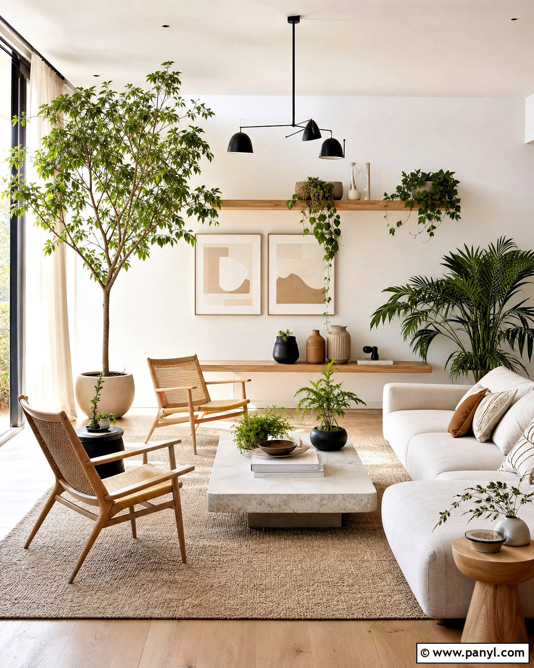 White Modern Interior With Indoor Plants - 20 white modern interior ideas