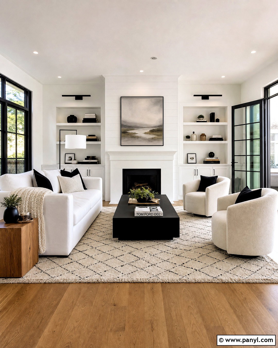 White Modern Living Room With Black Accents - 20 white modern interior ideas