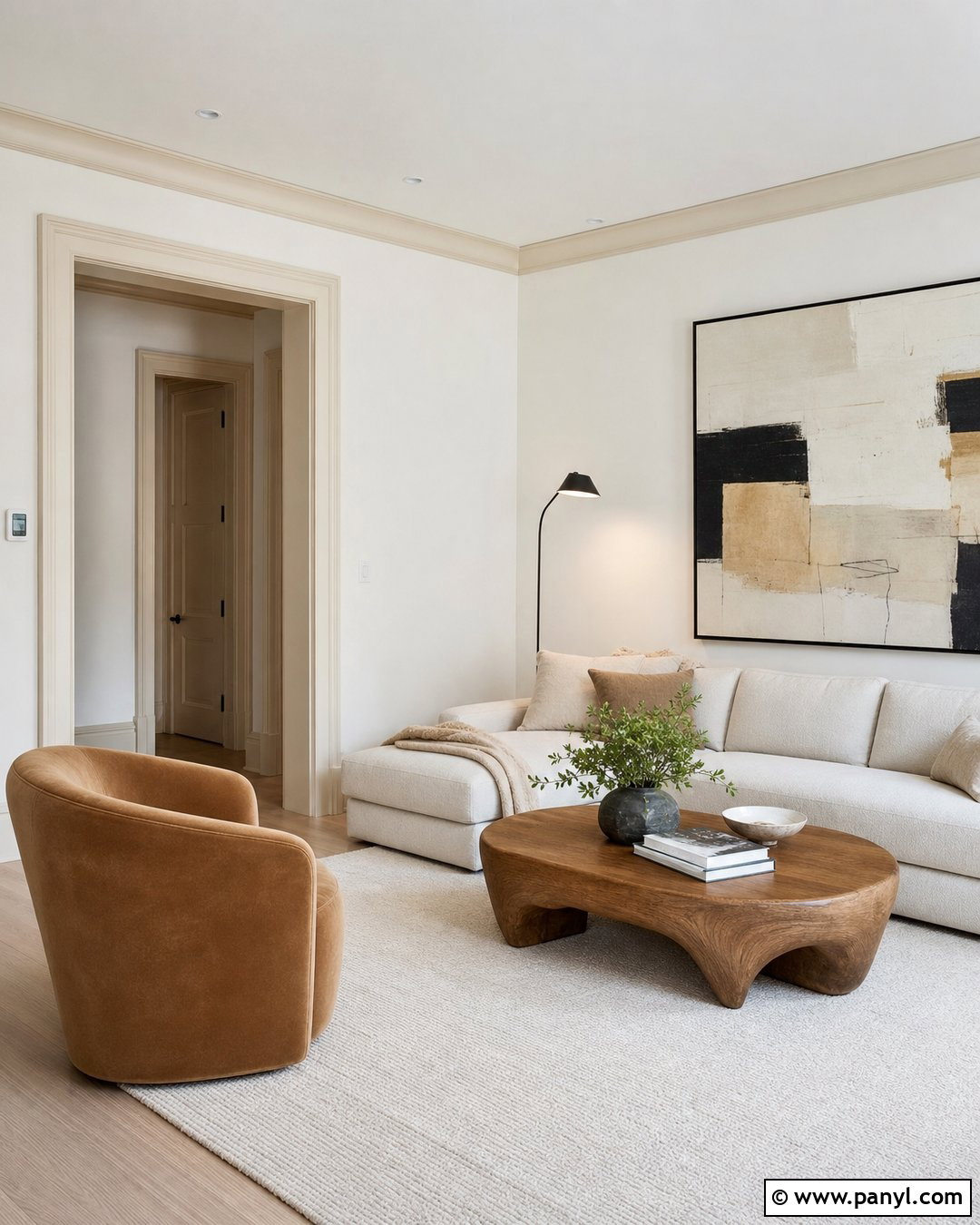 White Modern Living Room With Cream Trim - 30 white walls with cream trim ideas