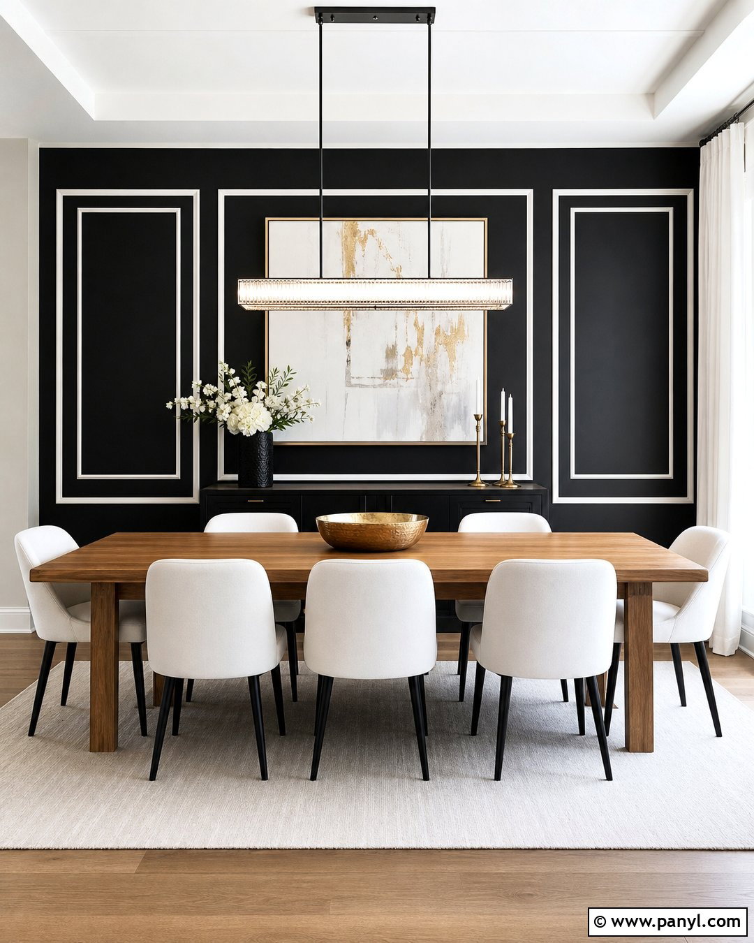 White Molding On A Black Accent Wall - 35 Black And White Accent Wall Ideas