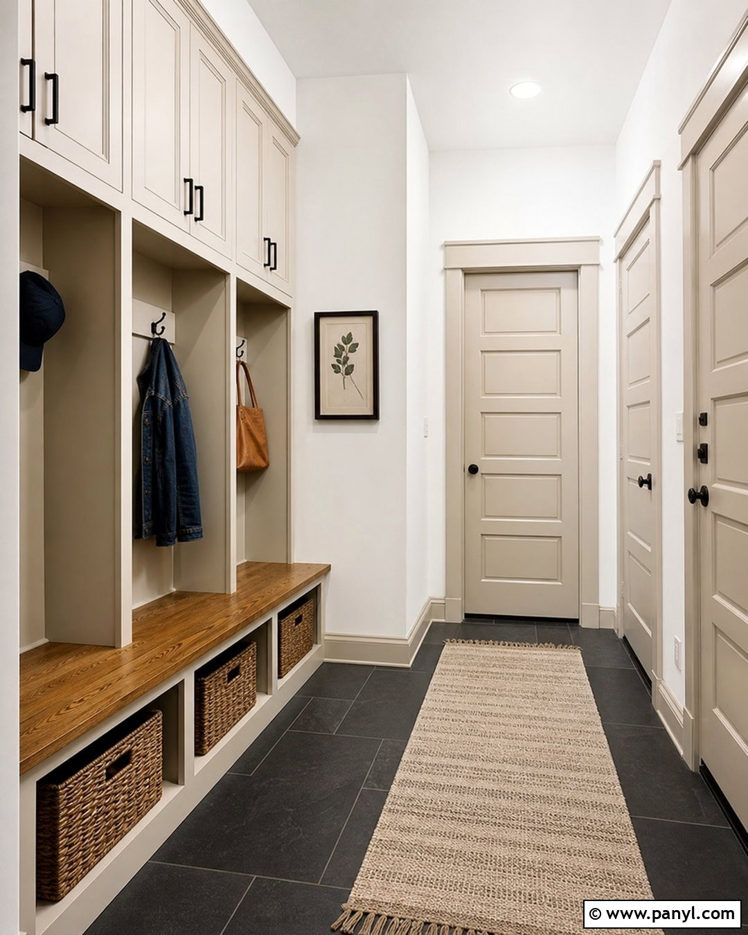 White Mudroom With Beige Trim - 25 White Walls With Beige Trim Ideas