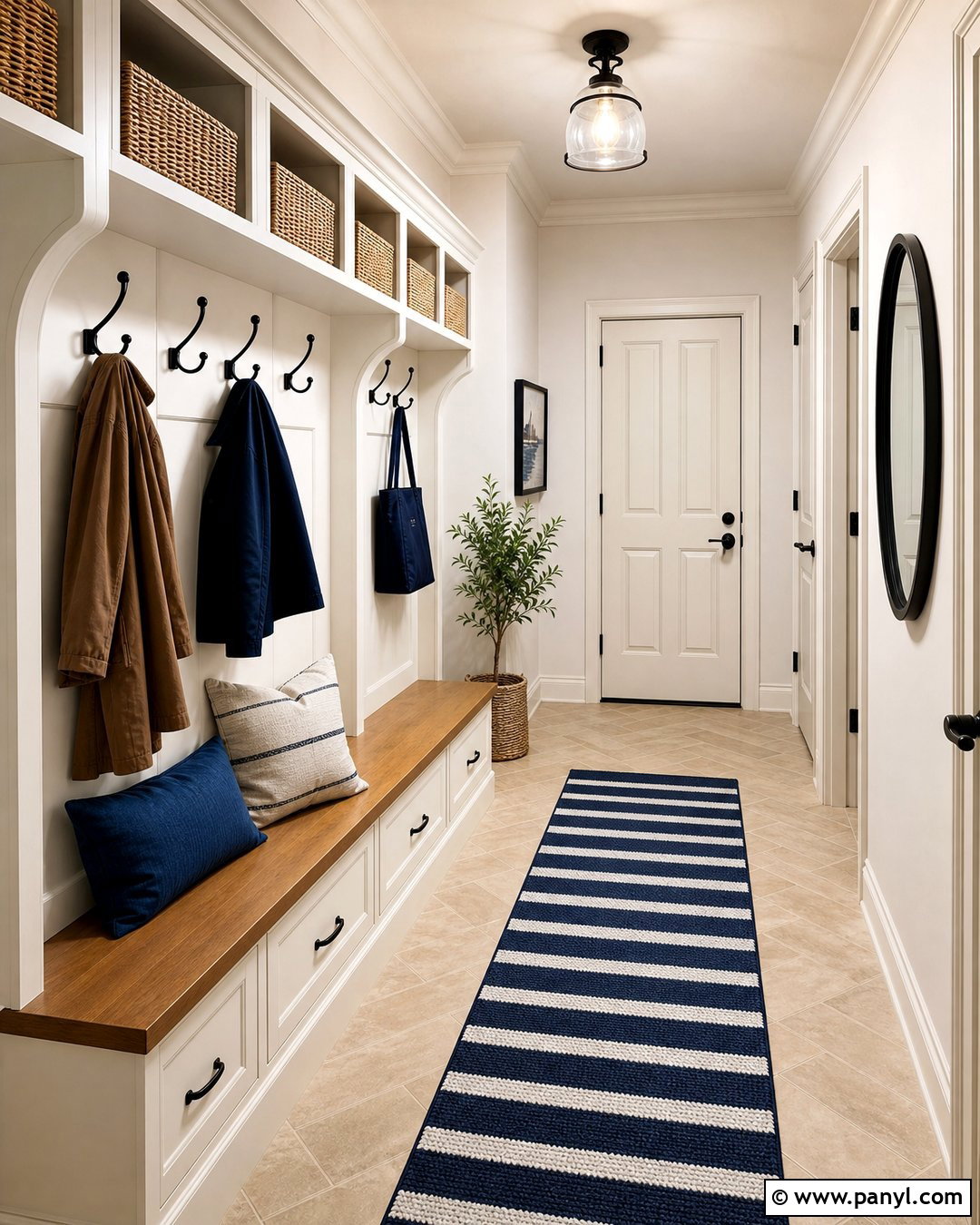 White Mudroom With Cream Trim - 30 white walls with cream trim ideas