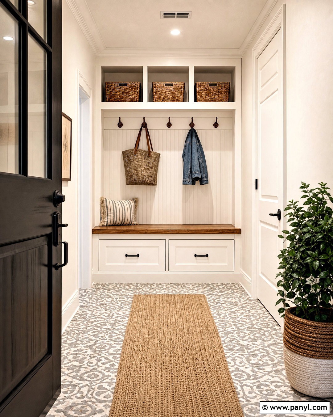 White Mudroom With White Trim - 20 white paint with white trim ideas