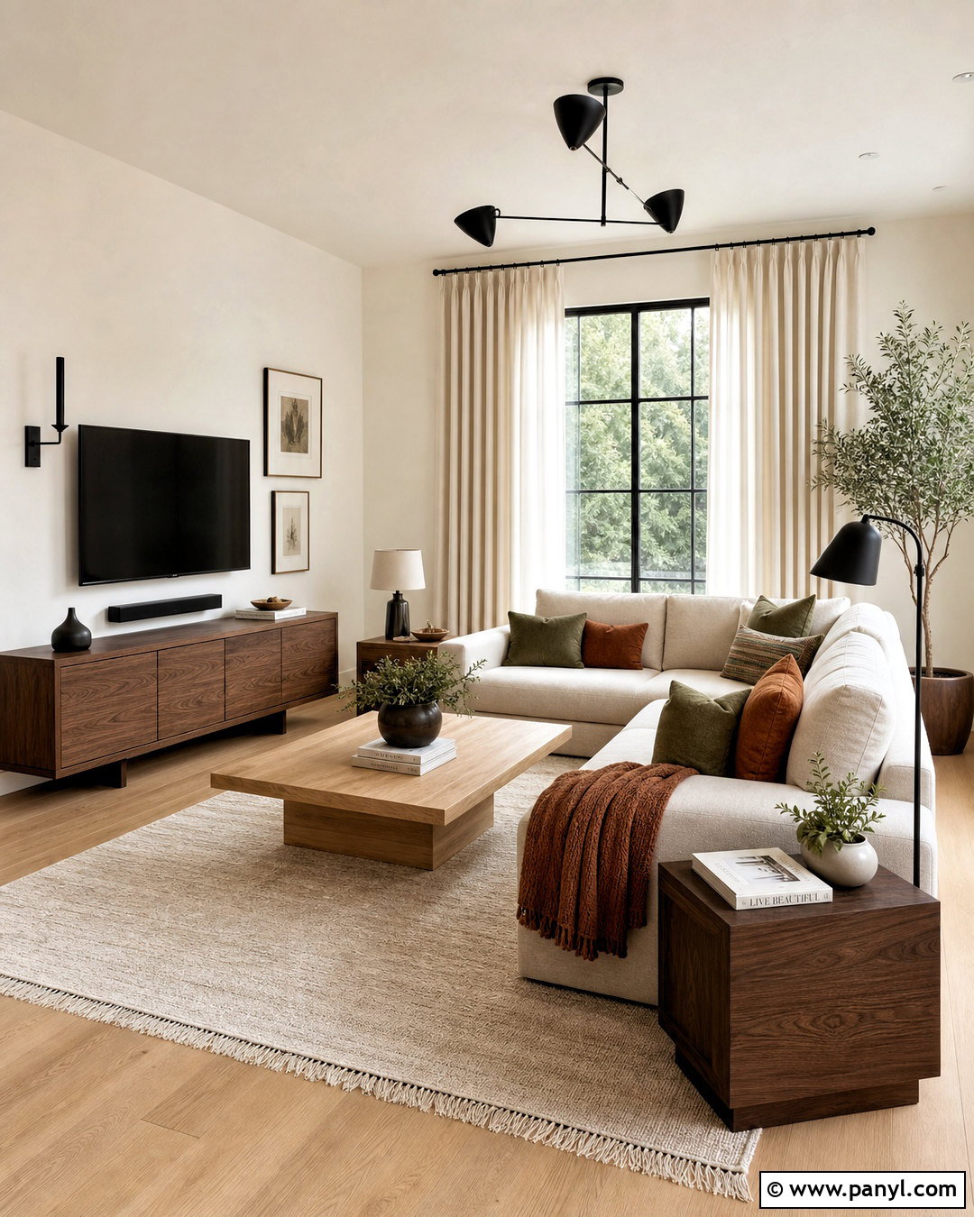 White Oak And Walnut Living Room - 20 wood combination interior ideas