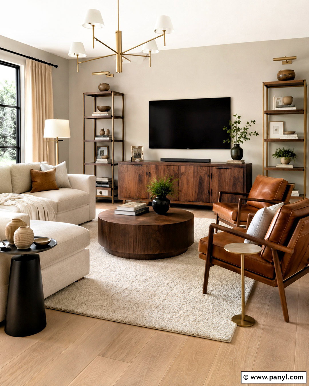 White Oak And Walnut Living Room - 20 different wood tones in one room ideas