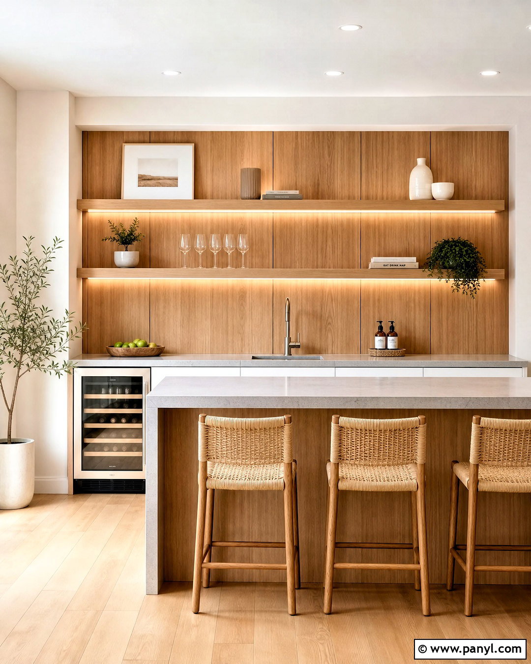 White Oak Bar Wall - 20 behind bar wall ideas