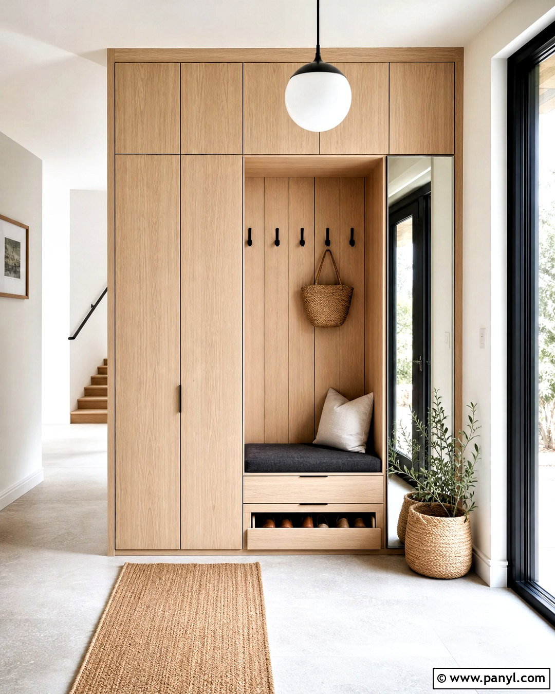 White Oak Entryway Wall - 20 wood interior walls