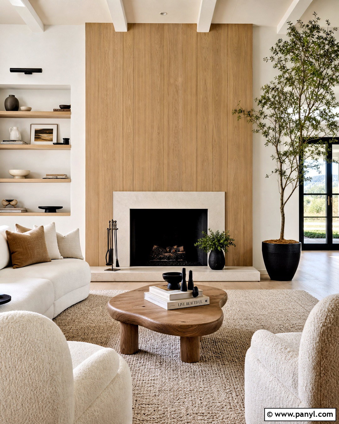 White Oak Fireplace Wall - 20 flat fireplace wall ideas